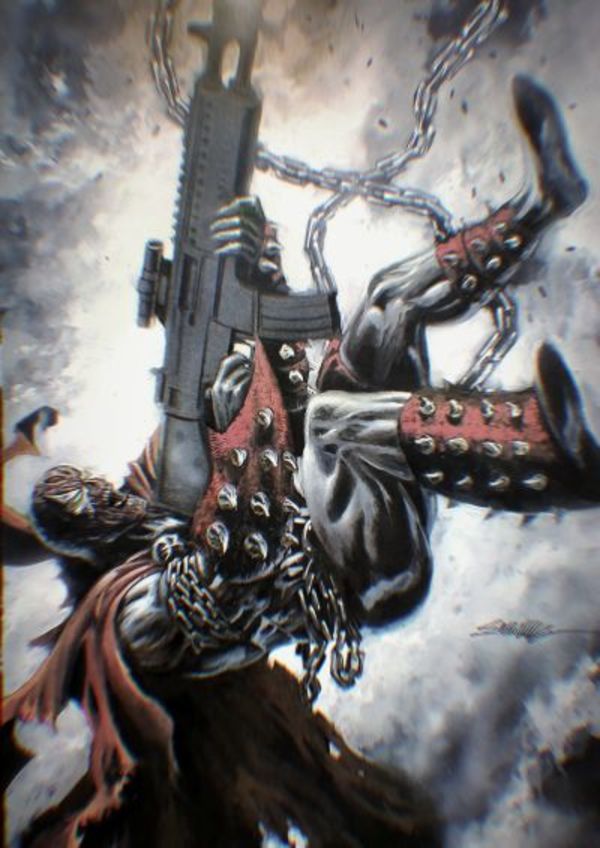 Image for Spawn 11x17 original art Black paper Acrylics by Manu Silva 