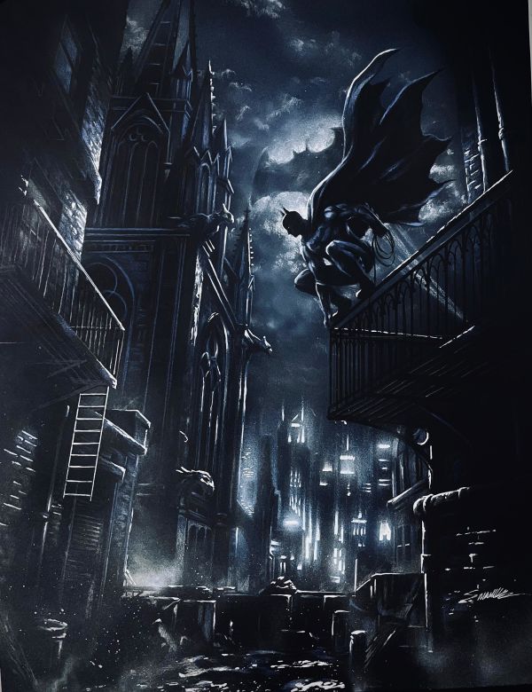 Image for Batman gargoyle of Gotham Connecting 2x Black paper 11x17 ART by Manu Silva 