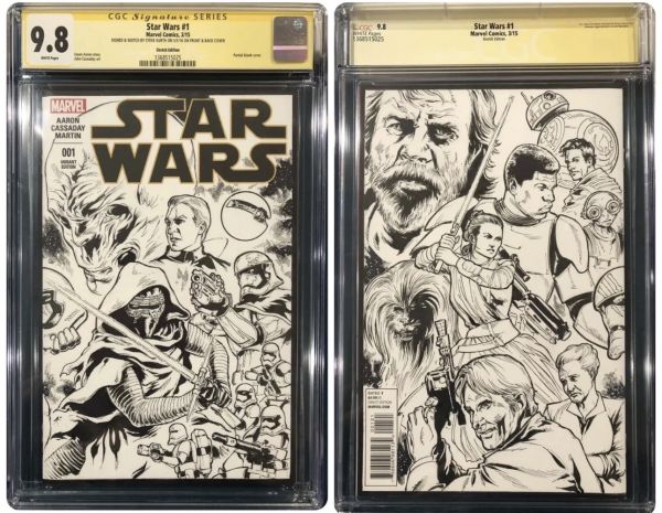 Image for Steve Kurth Star Wars #1 CGC 9.8 Front and Back Original Sketch