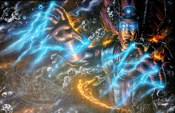 Image for Galactus and silver Surfer vs Fantastic four Connecting 2x Black paper 11x17 Pages by Manu Silva 