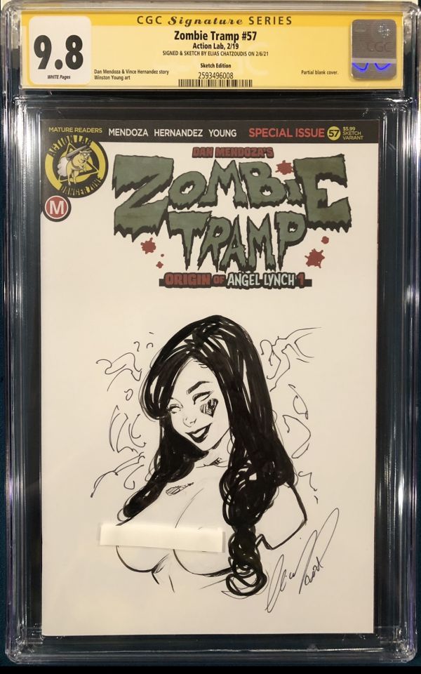 Image for Elias Chatzoudis Original Sketch Zombie Tramp #57 CGC 9.8 Signed