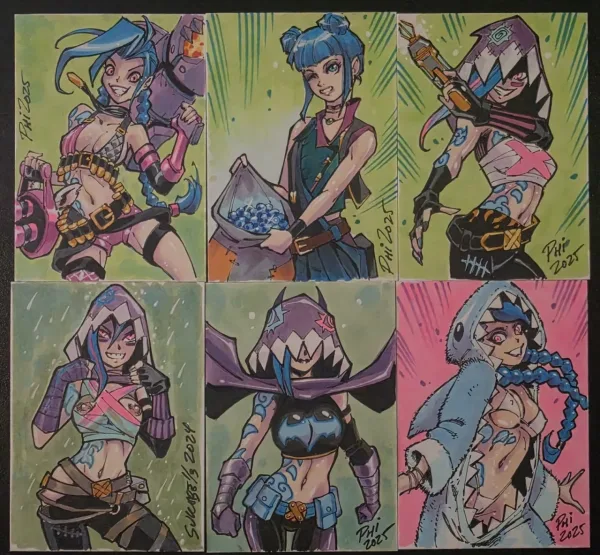 Image for League of Legends Arcane Jinx Sketch Card Set by Phill Moy