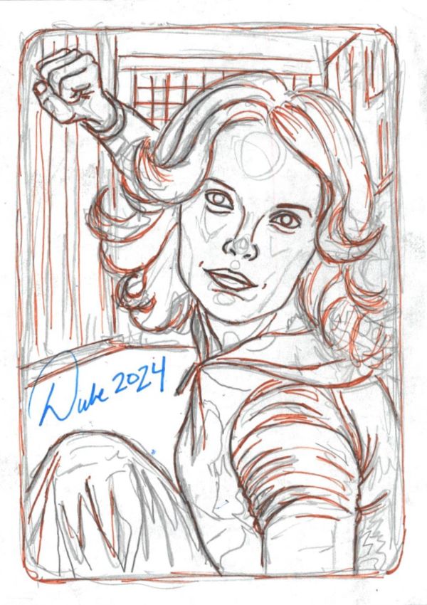 Image for Jaclyn Smith as Kelly Garrett from Charlie's Angels sketch card by David Jacob Duke (preliminary pencils)