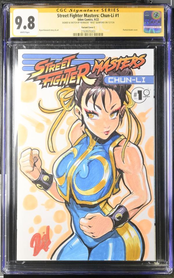 Image for Street Fighter Masters: Chun-Li #1 CGC 9.8 Signed & Sketch by Reinaldo "Reiq" Quintero