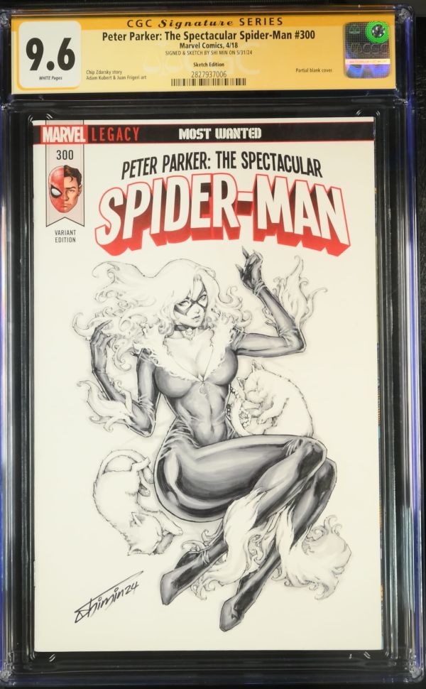 Image for Peter Parker: The Spectacular Spider-Man #300 CGC 9.6 Signed & Sketch by Shi Min Black Cat