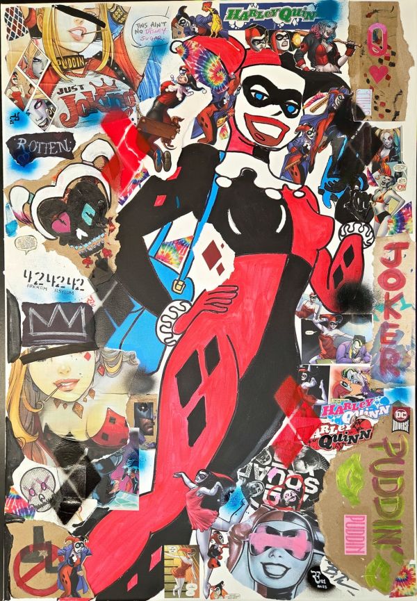 Image for Harley Quinn Basquiat-Inspired Canvas Homage to Bruce Timm