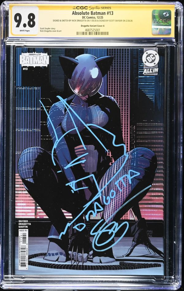 Image for Absolute Batman #13 CGC 9.8 Signed by Scott Snyder and Remarqued by Nick Dragotta