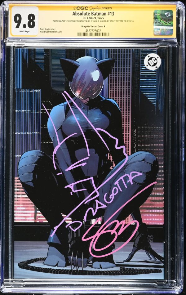 Image for Absolute Batman #13 CGC 9.8 Signed by Scott Snyder and Remarqued & Signed by Nick Dragotta