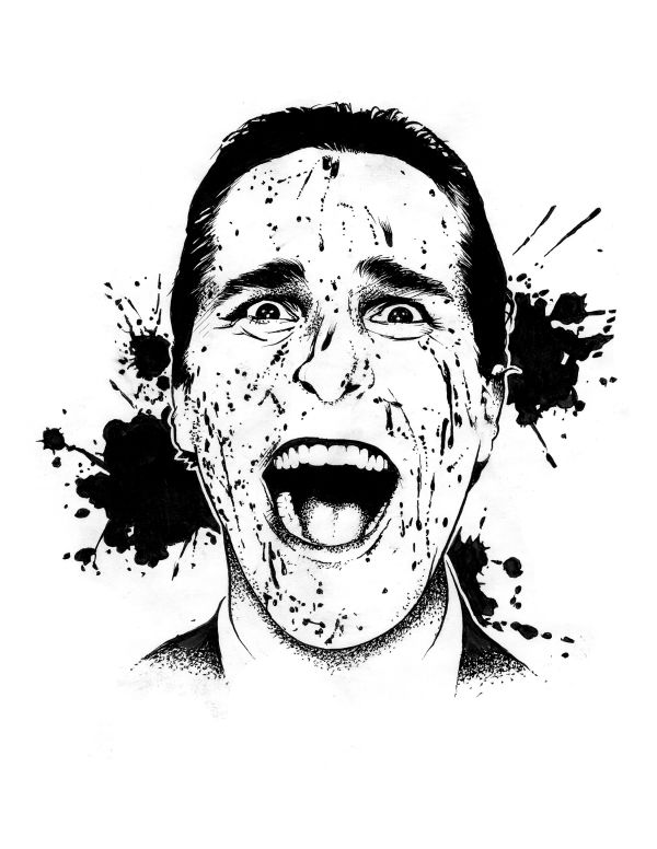 Image for Anerican-Psycho, original pen & ink drawing from Dave Nestler