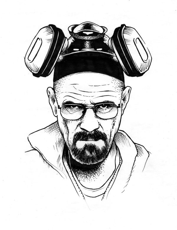 Image for Walter White original pen & ink sketch from Dave Nestler