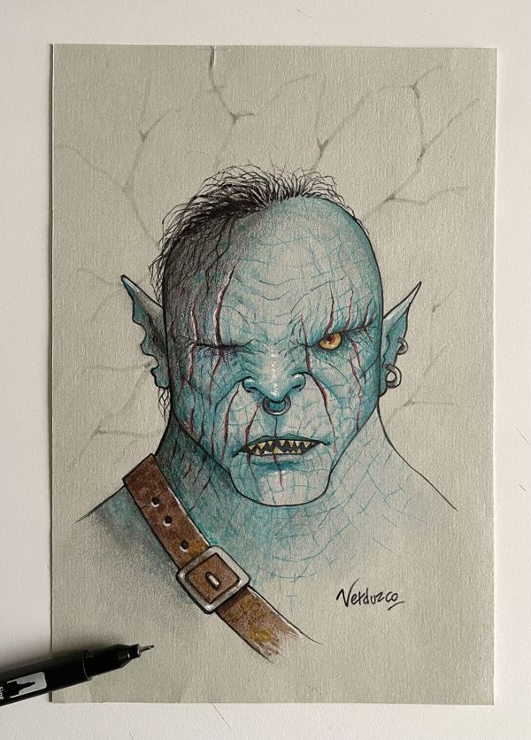 Image for Orc Portrait Mixed Media Art