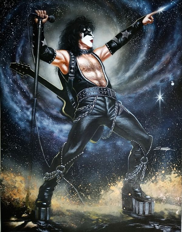 Image for Kiss  - Starchild - Paul Stanley - OA connecting 2x Black paper 11x17 Pages 