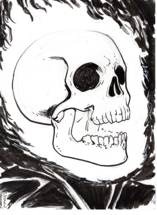 Image for GHOST RIDER SKETCH CARD INKED ORIGINAL ART SIGNED JASON BAROODY