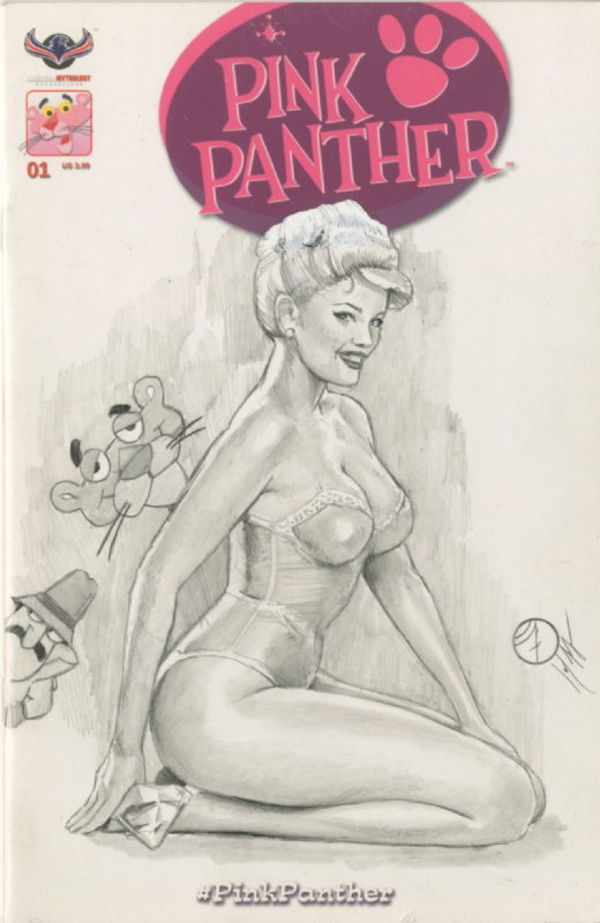Image for PINK PANTHER SKETCH COVER RETRO PINUP GIRL OA SIGNED JAY FIFE