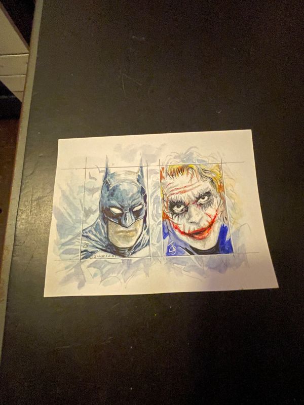 Image for Batman vs. Joker by Conny Jolitz, 6x8 – watercolor on paper