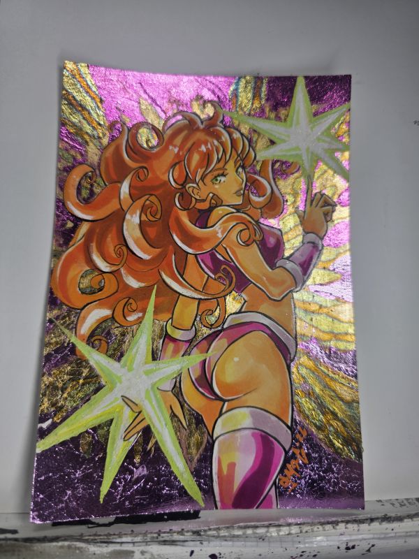 Image for "Suns's out, Buns out" 4.5x6.5 Starfire mixed media foil art card by Smo-G