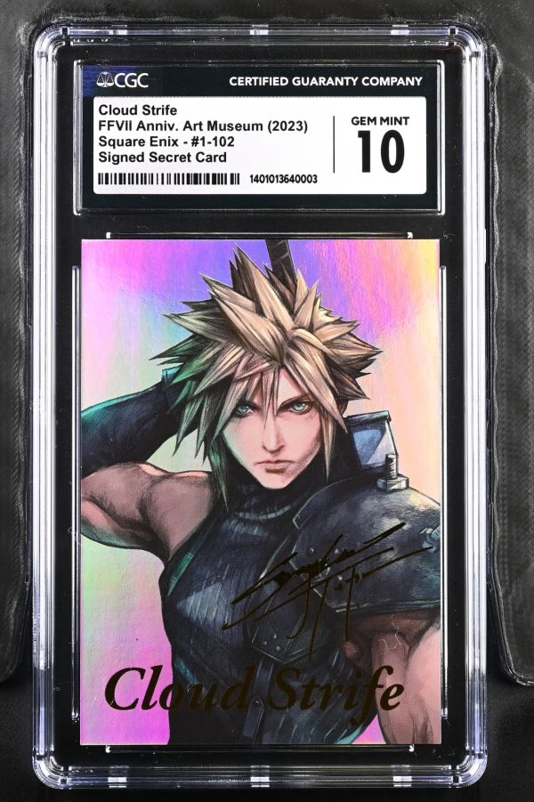 Image for Cloud Strife #1-102 FFVII Anniv. Art Museum Signed Secret Card CGC 10