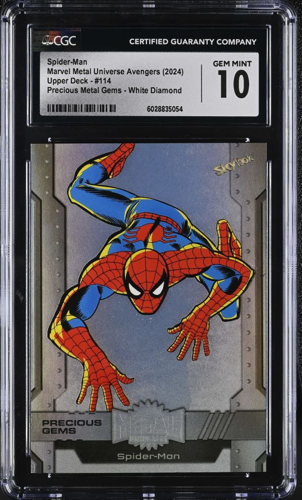 Image for Spider-Man #114 Marvel Metal Universe Avengers Precious Metal Gems White Diamond CGC 10