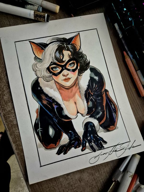 Image for BLACK CAT - Pinup art by Guilherme Silva - 09" x 12"
