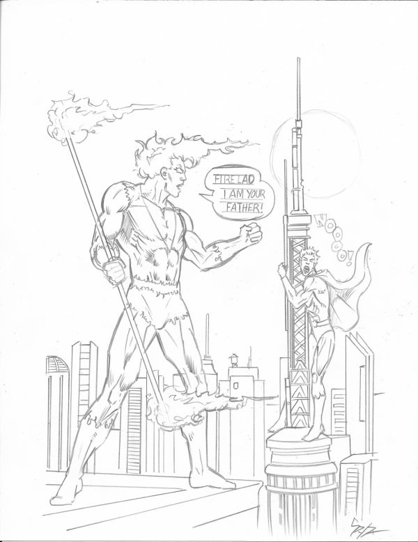 Image for Firelord and Fire Lad preliminary pencils by Jason "Spyda" Adams