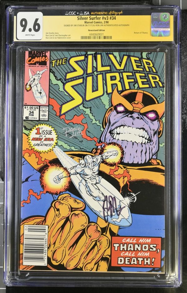 Image for Silver Surfer #34 CGC 9.6 Signed by Jim Starlin amd Ron Lim