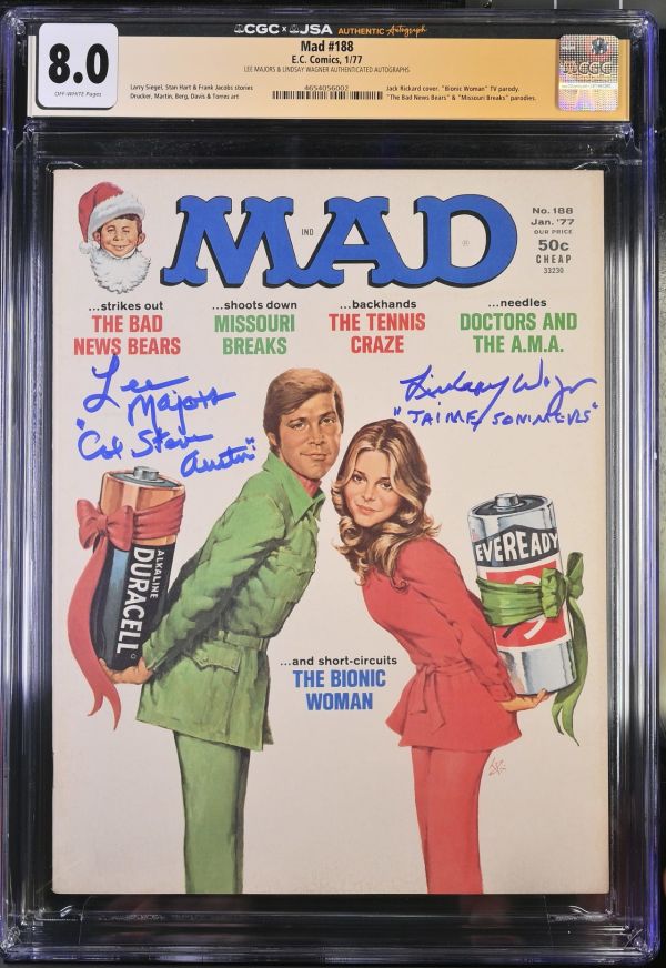 Image for Mad #188 CGC 8.0 Signed by Lee Majors & Lindsay Wagner