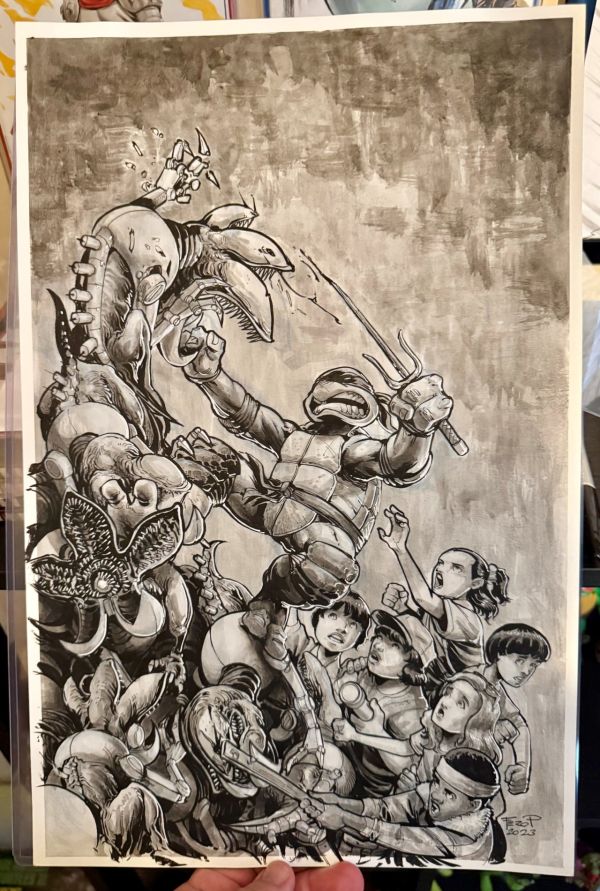Image for 11x17 Stranger Things TMNT Issue #3 Cover A by Fero Pe
