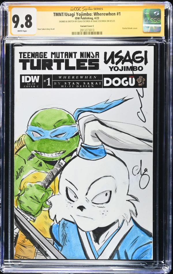 Image for TMNT/Usagi Yojimbo: Wherewhen #1 CGC 9.8 Signed & Sketched by Esau Escorza and Isaac Escorza
