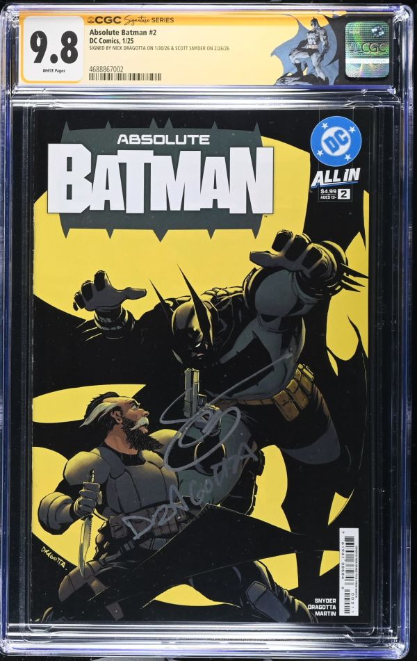 Image for Absolute Batman #2 CGC 9.8 Signed by Nick Dragotta and Scott Snyder