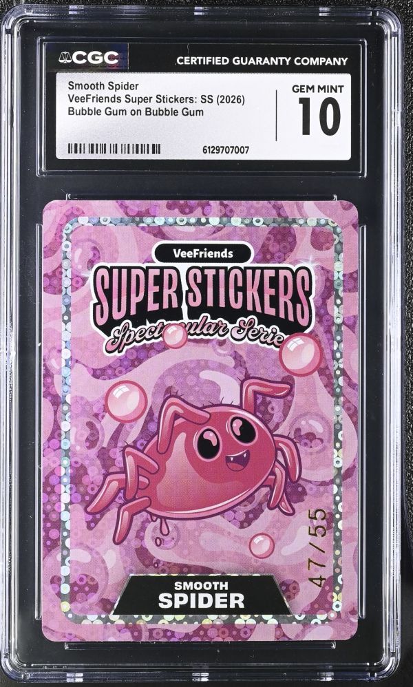 Image for Smooth Spider | VeeFriends Super Stickers: SS | Bubble Gum on Bubble Gum | CGC GEM MINT 10
