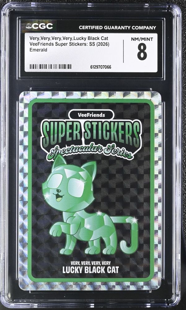 Image for Very,Very,Very,Very,Lucky Black Cat | VeeFriends Super Stickers: SS | Emerald | CGC 8