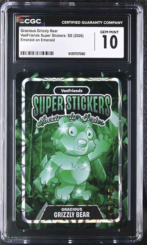 Image for Gracious Grizzly Bear | VeeFriends Super Stickers: SS | Emerald on Emerald | CGC GEM MINT 10