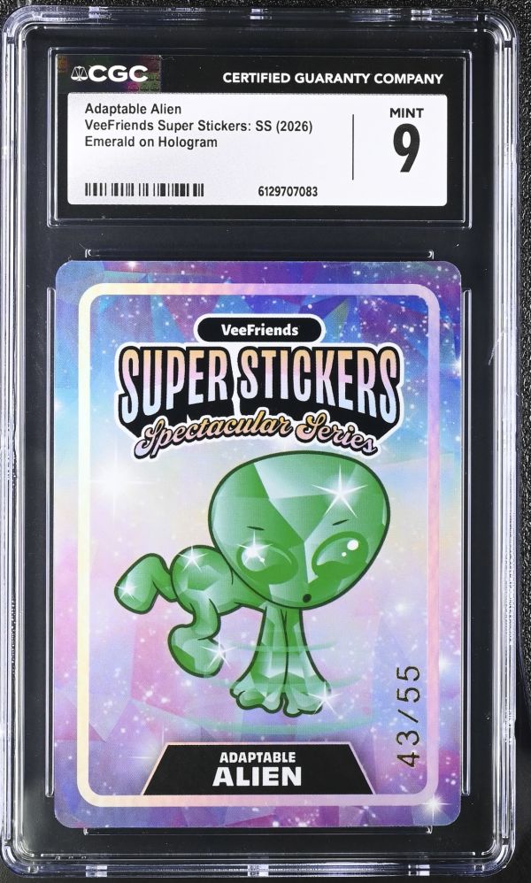 Image for Adaptable Alien | VeeFriends Super Stickers: SS | Emerald on Hologram | CGC 9