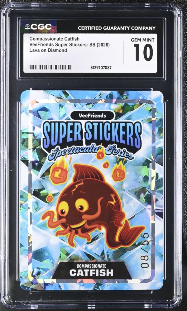 Image for Compassionate Catfish | VeeFriends Super Stickers: SS | Lava on Diamond | CGC GEM MINT 10