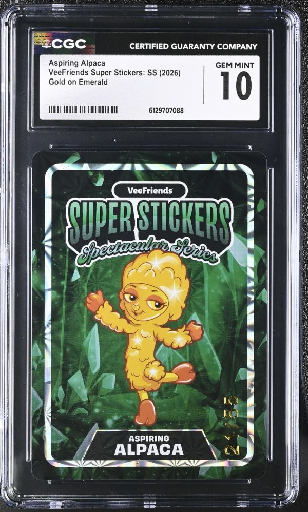 Image for Aspiring Alpaca | VeeFriends Super Stickers: SS | Gold on Emerald | CGC GEM MINT 10