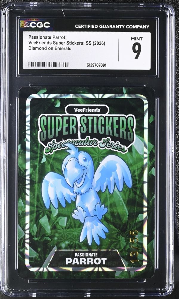 Image for Passionate Parrot | VeeFriends Super Stickers: SS | Diamond on Emerald | CGC 9