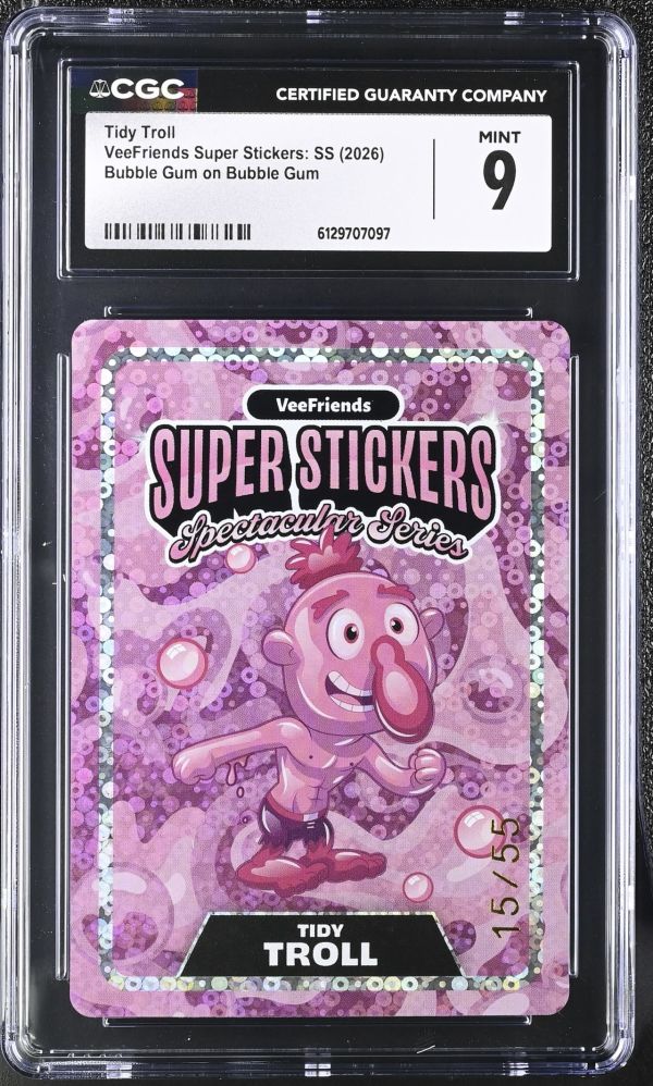 Image for Tidy Troll | VeeFriends Super Stickers: SS | Bubble Gum on Bubble Gum | CGC 9