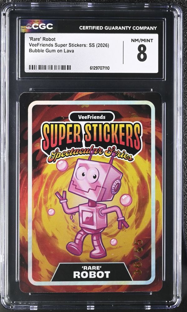 Image for 'Rare' Robot | VeeFriends Super Stickers: SS | Bubble Gum on Lava | CGC 8