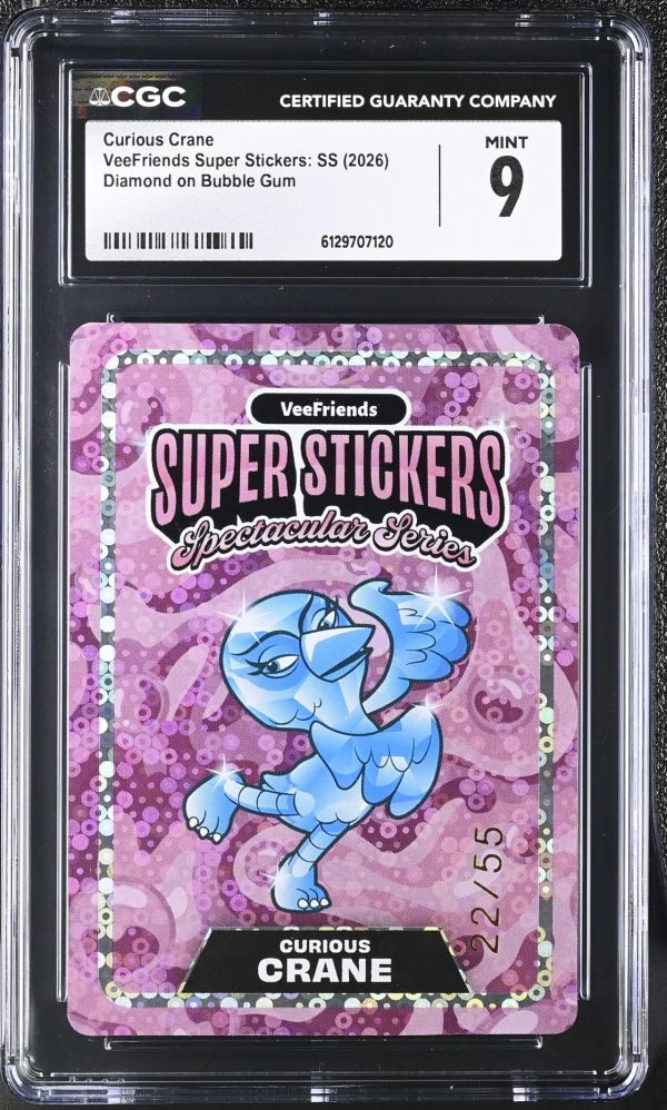 Image for Curious Crane | VeeFriends Super Stickers: SS | Diamond on Bubble Gum | CGC 9