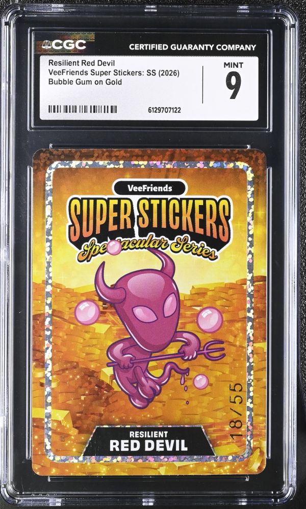 Image for Resilient Red Devil | VeeFriends Super Stickers: SS | Bubble Gum on Gold | CGC 9