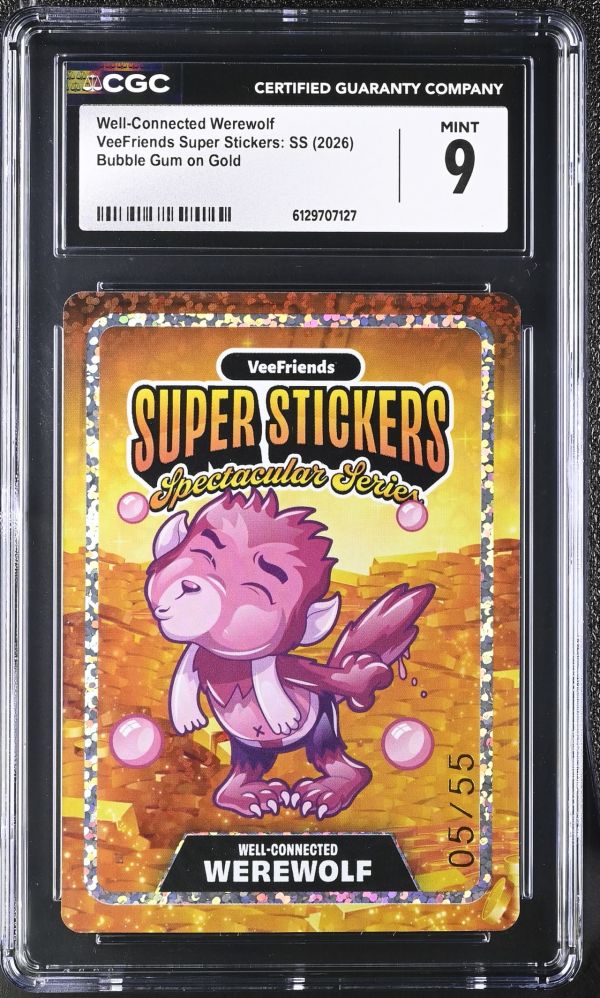 Image for Well-Connected Werewolf | VeeFriends Super Stickers: SS | Bubble Gum on Gold | CGC 9