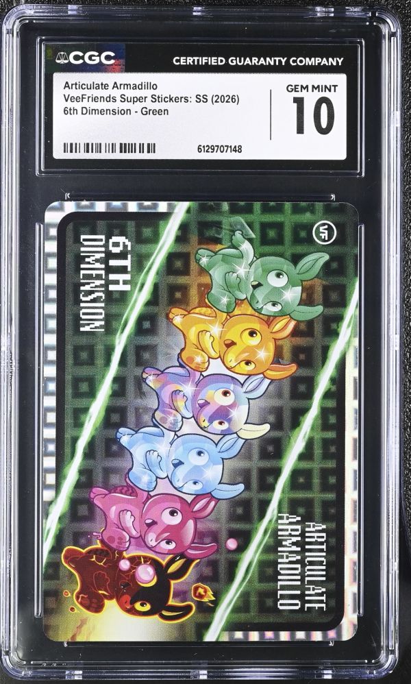 Image for Articulate Armadillo | VeeFriends Super Stickers: SS | 6th Dimension, Green | CGC GEM MINT 10