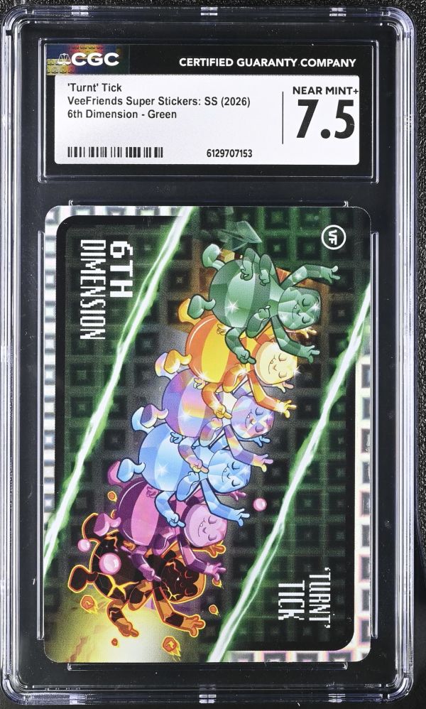 Image for 'Turnt' Tick | VeeFriends Super Stickers: SS | 6th Dimension, Green | CGC 7.5