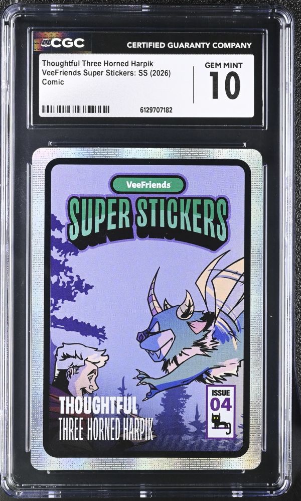 Image for Thoughtful Three Horned Harpik | VeeFriends Super Stickers: SS | Comic | CGC GEM MINT 10