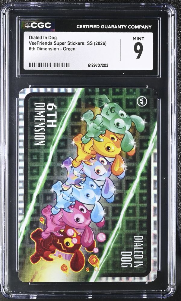 Image for Dialed In Dog | VeeFriends Super Stickers: SS | 6th Dimension, Green | CGC 9