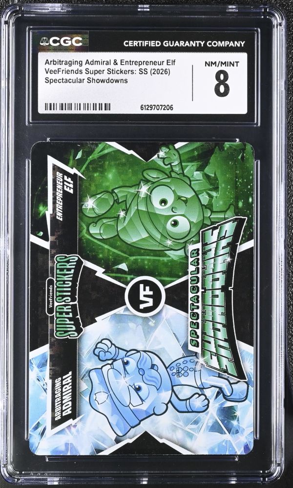 Image for Arbitraging Admiral & Entrepreneur Elf | VeeFriends Super Stickers: SS | Spectacular Showdowns | CGC 8