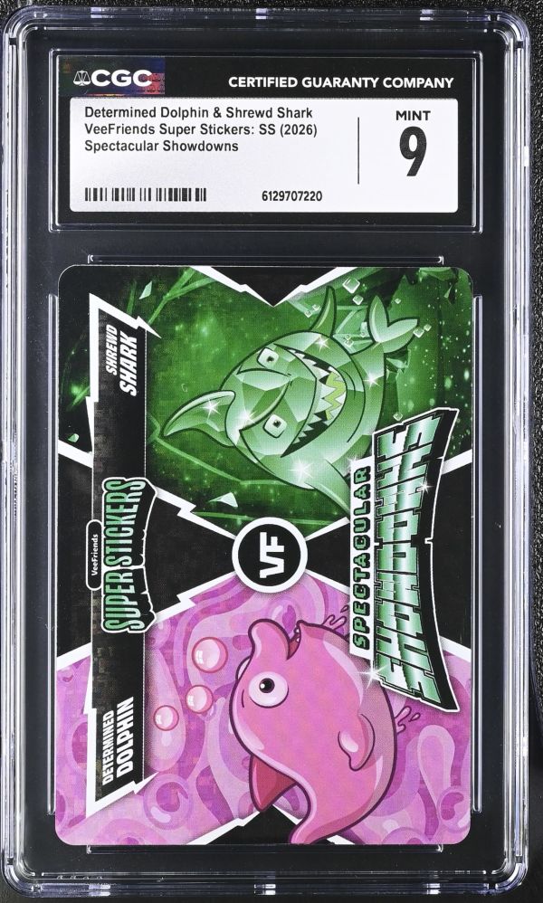 Image for Determined Dolphin & Shrewd Shark | VeeFriends Super Stickers: SS | Spectacular Showdowns | CGC 9