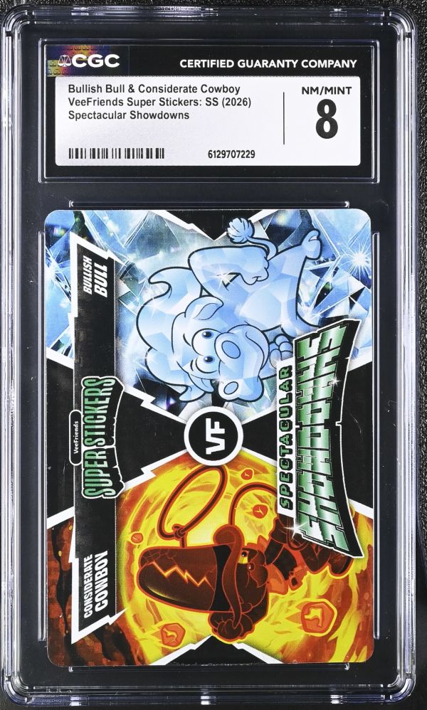 Image for Bullish Bull & Considerate Cowboy | VeeFriends Super Stickers: SS | Spectacular Showdowns | CGC 8