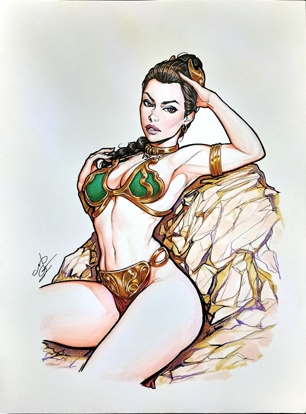 Image for May the 4th Star Wars Day - Slave Leia Original Artwork by M.R.Gunn