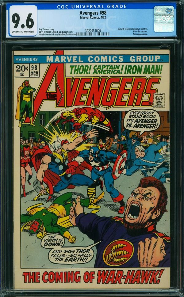 Image for Avengers #98 CGC 9.6